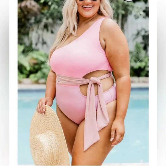 🎉 HP 🎉 SOAKING UP THE SUN PINK ONE PIECE SWIMSUIT - Picture 2 of 10